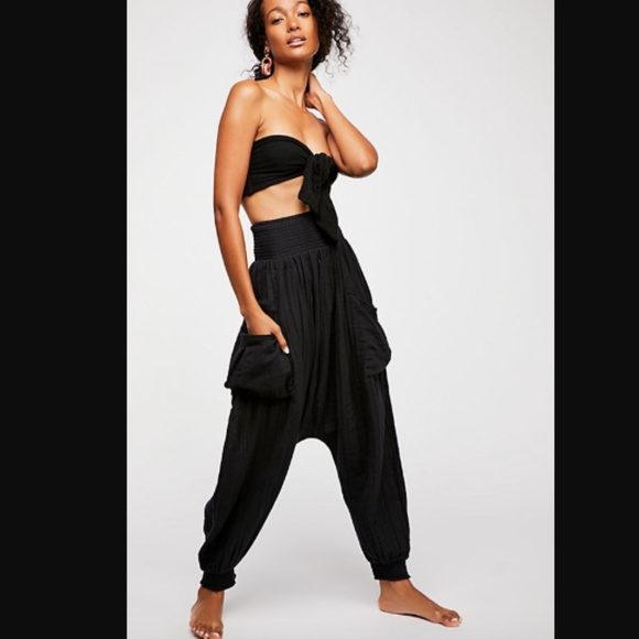 Free People Pants - Free People Walk On Fire Harem Black Pants Loose
